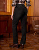 Washed Black High Waist Denim Pants Straight Leg Comfort Stretch Jeans Full Length Jeans with Pockets Casual