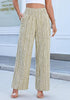Women’s Striped Wide Leg Pants Causal Elastic High Waist Full Length Trousers with Pockets