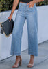 Women's High Waisted Wide Leg Cropped Denim Jeans Fashion Casual Jeans