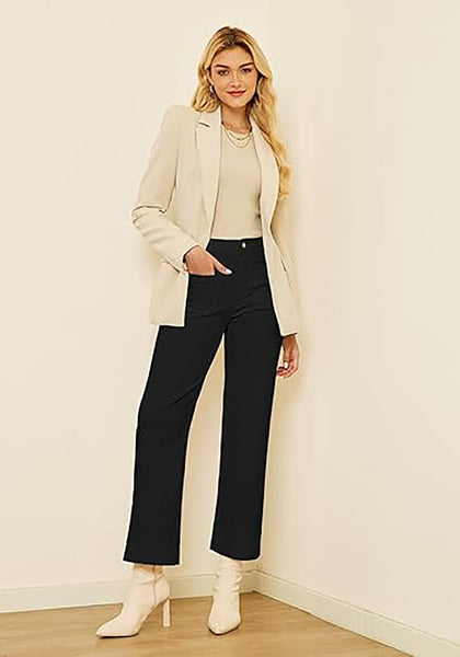 Lookbook Store  Women's All Season High Rise Wide Leg Jeans with Four Pockets Multi Occasion Wear