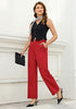 Women's High Waisted Wide Leg Soft Twill Pants Relaxed Fit Patch Pocket Trousers