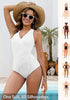 Women One Piece Swimsuit V Neck Wrap Design Side Drawstring Ruched Sleeveless Tank Swimwear