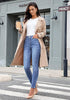 Women's High Waisted Powder Blue Skinny Fleece Lined Denim Jeans