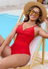 One Piece Swimsuit for Women Front Crisscross Ruched Adjustable Straps Padded Cups Swimming Suits