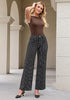 High Waisted Striped Wide Leg Jeans for Women Vintage Denim Loose Fit Casual Pants