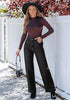 Washed Black Women's High Waisted Wide Leg Jeans with Comfort Stretch and Functional Pockets