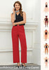 Women's High Waisted Wide Leg Soft Twill Pants Relaxed Fit Patch Pocket Trousers