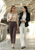 LookbookStore Women Chocolate Brown Ankle Straight Leg Dress Pants, Elastic Waist Business Casual Office Work Trousers with Pockets