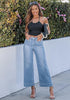 Women's High Waisted Wide Leg Cropped Denim Jeans Fashion Casual Jeans