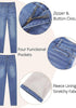 Women's High Waisted Powder Blue Skinny Fleece Lined Denim Jeans