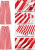 Women's Fashion High Waist Wide Leg Loose Fit Red White Striped Denim Jeans