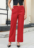 Women's High Waisted Wide Leg Soft Twill Pants Relaxed Fit Patch Pocket Trousers