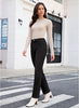 Washed Black High Waist Denim Pants Straight Leg Comfort Stretch Jeans Full Length Jeans with Pockets Casual