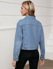 Medium Blue Women's Lightweight Denim Trucker Jacket Cargo Pocket Street Style Trendy