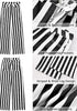 Women's Fashion High Waist Wide Leg Loose Fit Black White Striped Denim Jeans