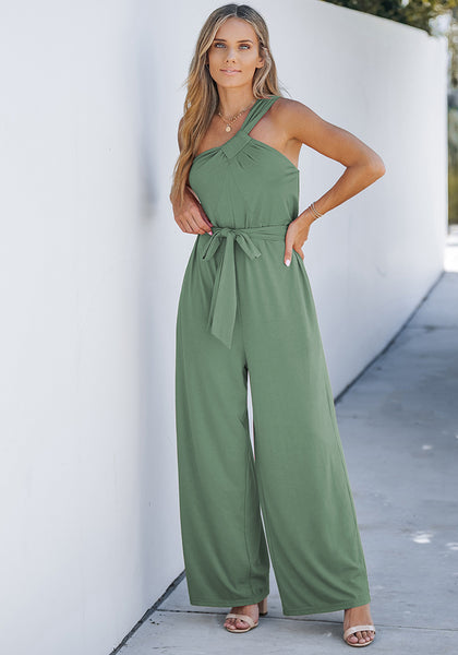 Sage Comfy Sleeveless Belted Jumpsuits & Long Rompers for Women
