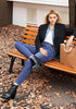 Classic Blue High Waist Skinny Jeans with Elastic Waistband for Women Stretch Denim Functional Pockets Comfort Fit Jeggings