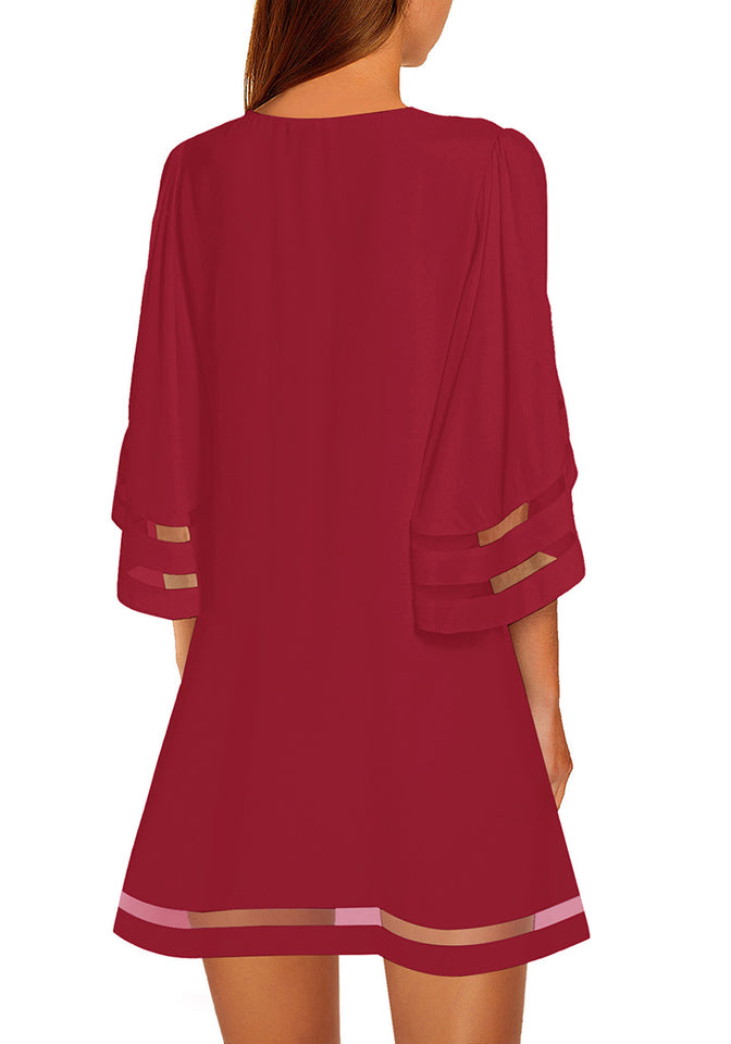 chinese dress ladies Bell Sleeve Tunic Dress in Woven Bamboo Cotton Gauze – Anemos