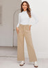 Lark Women's  High Waist Relaxed Fit Wide Leg Cropped Length Style Casual Pants With Pockets