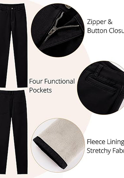 Women's High Waisted Black Skinny Fleece Lined Denim Jeans