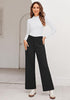 Black Women's  High Waist Relaxed Fit Wide Leg Cropped Length Style Casual Pants With Pockets