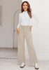 Light Khaki Women's High Waisted Wide Leg Knit Lounge Pant with Pockets