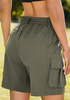 LookbookStore Women's Dusty Olive High Waist Cargo Shorts, 7