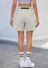 LookbookStore High Rise Turtledove Women's Cargo Shorts, Mid-Thigh Quick Dry Hiking Shorts with Belt & Zipper Pockets