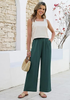 LookbookStore Women's Deep Teal High Waisted Wide Leg Linen Pants Paper Bag Smocked Waist Casual Summer Beach Palazzo Pants