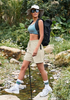 LookbookStore Women's Oatmeal 7 Inch High Waisted Cargo Shorts, Lightweight Quick Dry Hiking Golf Summer Casual Outdoor Shorts with Pockets