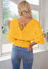 Gold Fusion Women's Ruffle Sleeve V Neck Button Down Blouse Shirt Casual Work