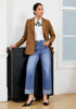 Medium Blue Women's Fashionable High Waisted Wide Leg Jeans Casual Jeans Versatile for Commuting