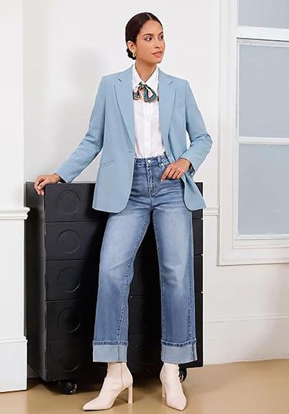 GRAPENT Women's Business Casual Blazer | Notched Lapel, Shoulder Pads, Single Button, 2 Pockets, Work Office Interview Outfits
