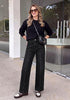 GRAPENT Women's High Waist Wide Leg Jeans | Stretchy Denim, Front Seam, 29.5