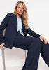 Navy Blue Women's 2 Piece Double Breasted Pantsuit — Double Breasted, Wide Leg & Structured Shoulders, Professional Dressy Pantsuit Set, Office Chic, 2026 Fall Fashion