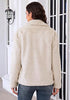 Cloud Cream Wide Lapel Faux Fur Coat for Women — Oversized Dropped Shoulder Jacket with Side Pockets & Snap Buttons