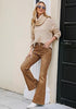 Golden Brown Flare Jeans for Women Mid Rise Bootcut Denim Pants Distressed Stretchy Retro Y2K Washed Date Night Outfit Nashville Western Style