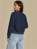 Navy Blue Women's Casual Fully Buttoned Jackets Baseball Collar Front Pocket Moderate Fit Slight Stretch.