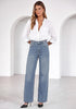 GRAPENT Women's High Rise Wide Leg Jeans | Stretchy Denim, Adjustable Cinch Waist, 30