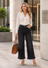 GRAPENT Women's High Waisted Ruffle Hem Wide Leg Jeans | Stretch Denim, 27.5