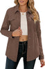 Coffee Brown Women‘s Denim Oversized Button Down Long Sleeve Pocket Jacket