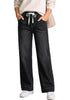 GRAPENT Women's High Rise Straight Wide Leg Jeans | Stretchy Denim, Elastic Waist, 29.5