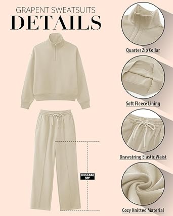 Light Beige Women Clothing Long Sleeve Suit Wide Leg Sweatshirt Hip-Hitting Length Banded Hem Cuffs Pantsuits