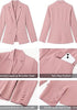 Pink Women's Notched Lapel Blazer, Single Button Shoulder Pads Suit Jacket, Long Sleeve Business Casual Work Office Blazer with Pockets & Back Slit
