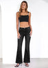 Washed Black Flare Jeans for Women Mid Rise Bootcut Denim Pants Distressed Stretchy Retro Y2K Washed Date Night Outfit Nashville Western Style