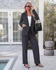 Charcoal Women's 2 Piece Double Breasted Pantsuit — Double Breasted, Wide Leg & Structured Shoulders, Professional Dressy Pantsuit Set, Office Chic, 2026 Fall Fashion