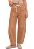 GRAPENT Women's High Waisted Baggy Barrel Jeans | Stretchy Denim, Elastic Drawstring Waist, Pull On, 27.5