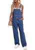 Reef Blue Women's Overall Straight Leg Jumpsuits Stretch Loose Fit Baggy Bib