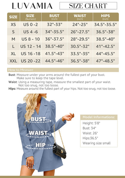 Airy Blue Women's  Business Casual Puff Sleeve Blazers Dress Outfit