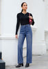 GRAPENT Women's High Waist Wide Leg Jeans | Stretchy Denim, Front Seam, 29.5